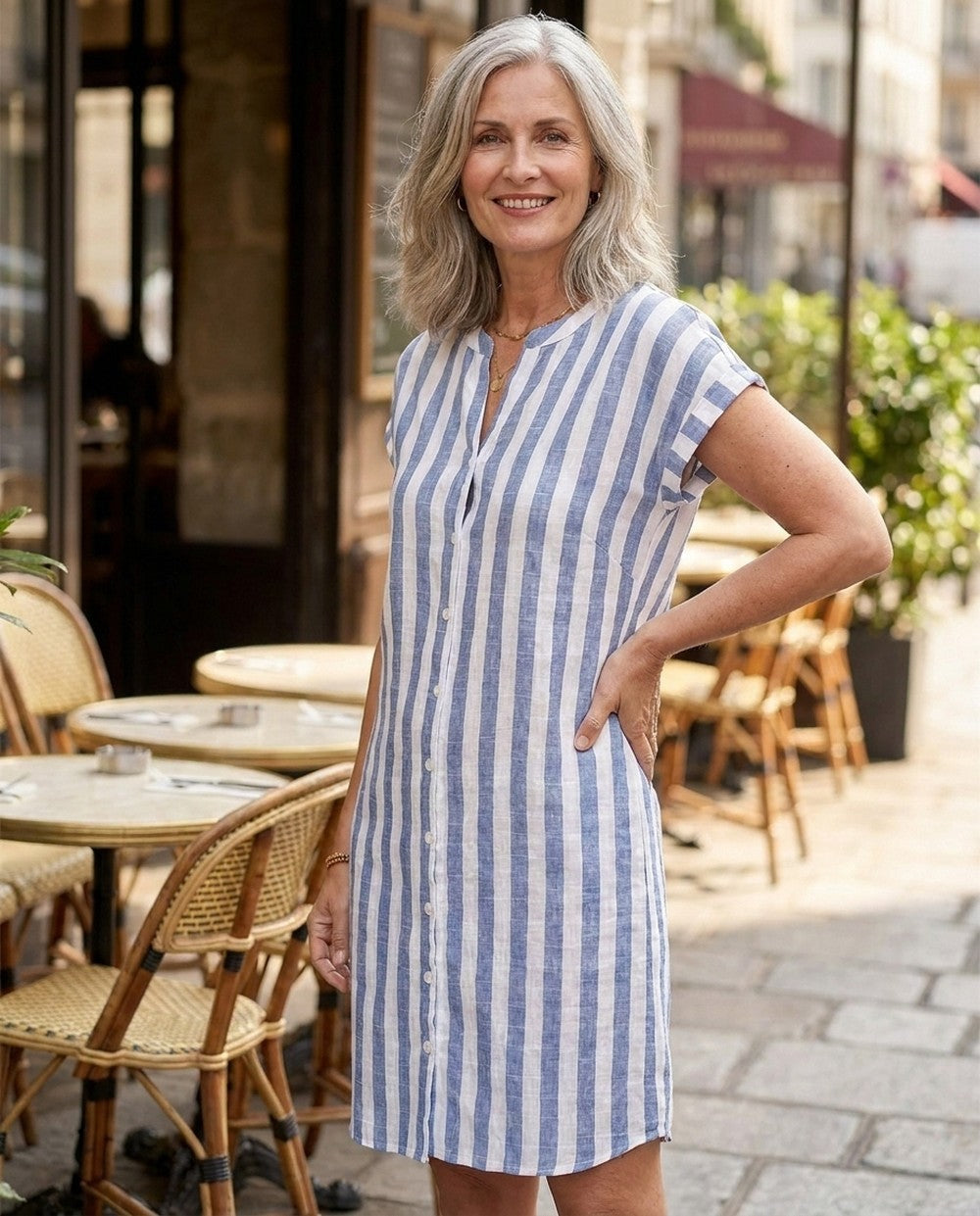 Noémie | Vestido camisero elegante a rayas