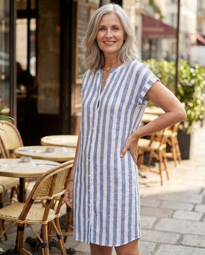 Noémie | Vestido camisero elegante a rayas