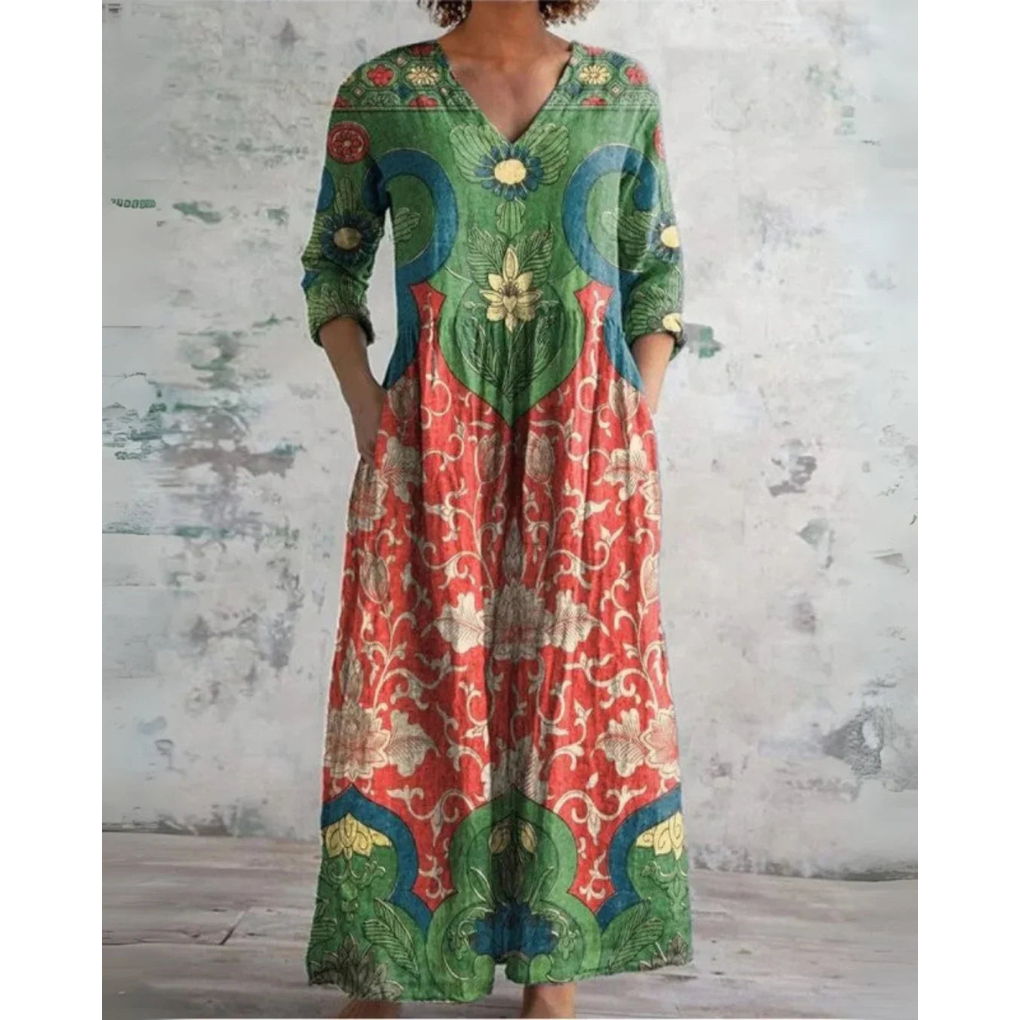 Eleanor | Vestido largo vintage con estampado floral
