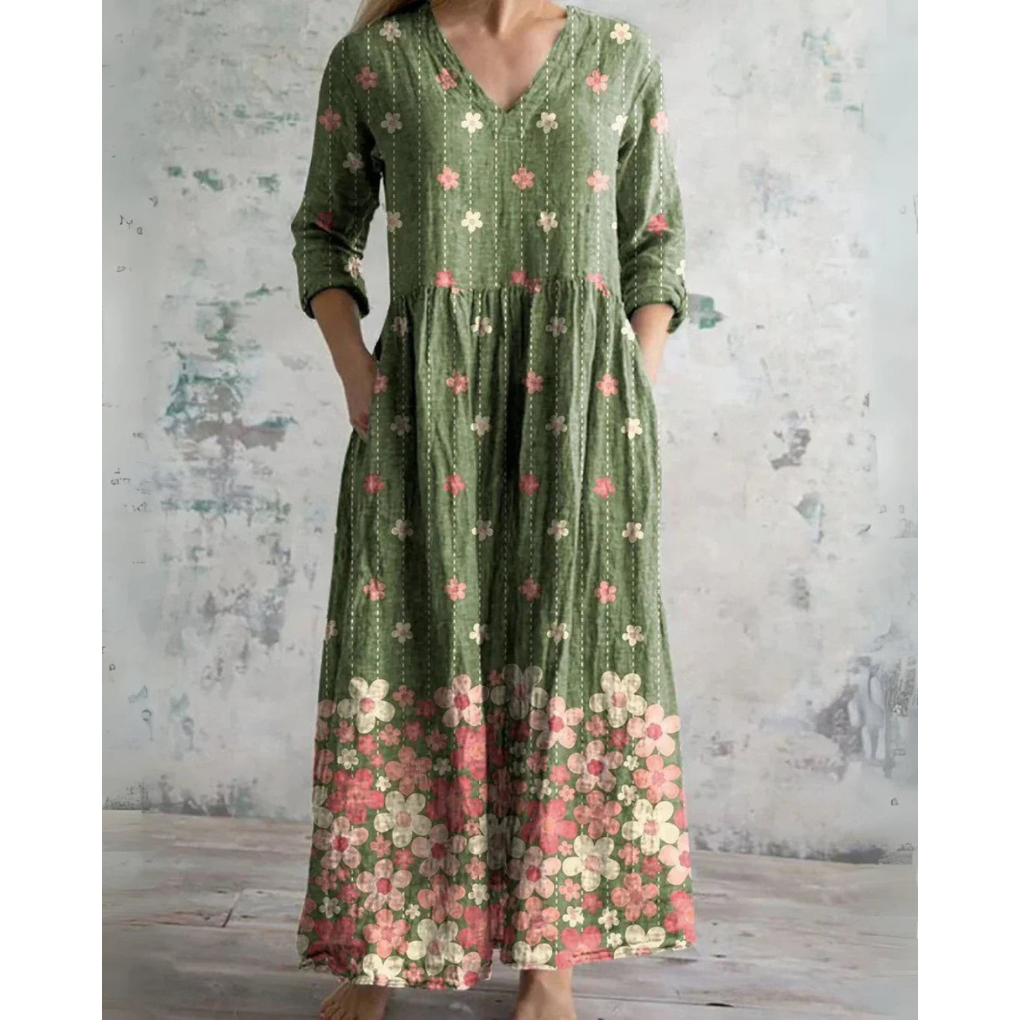 Eleanor | Vestido largo vintage con estampado floral