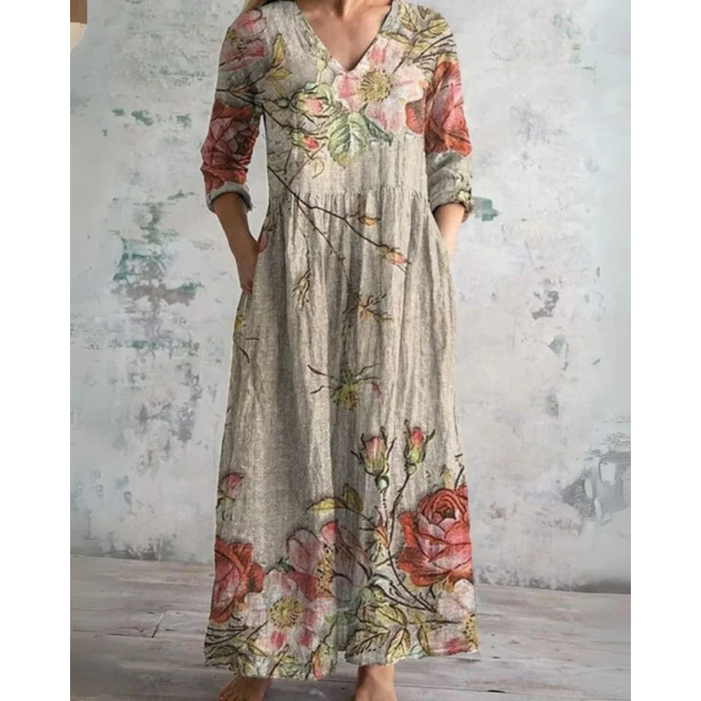 Eleanor | Vestido largo vintage con estampado floral