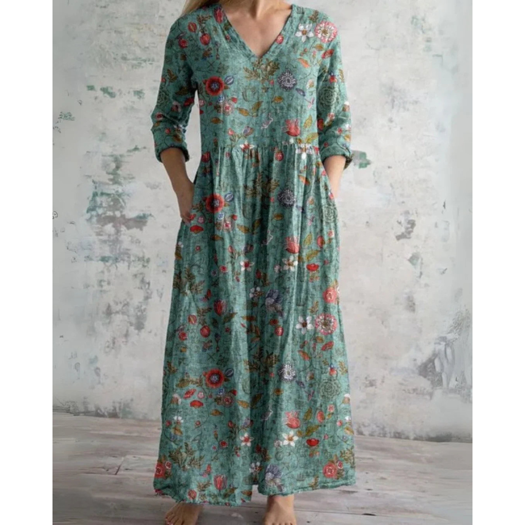 Eleanor | Vestido largo vintage con estampado floral