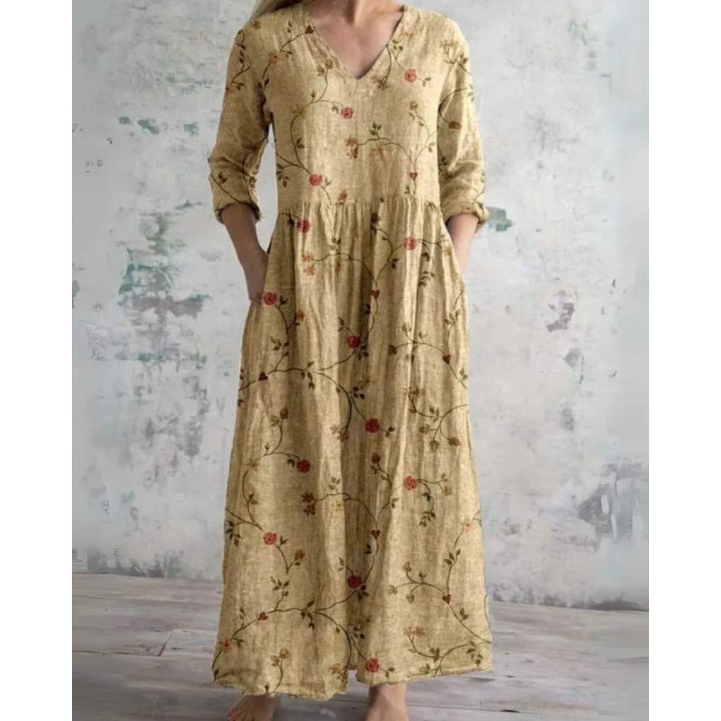 Eleanor | Vestido largo vintage con estampado floral
