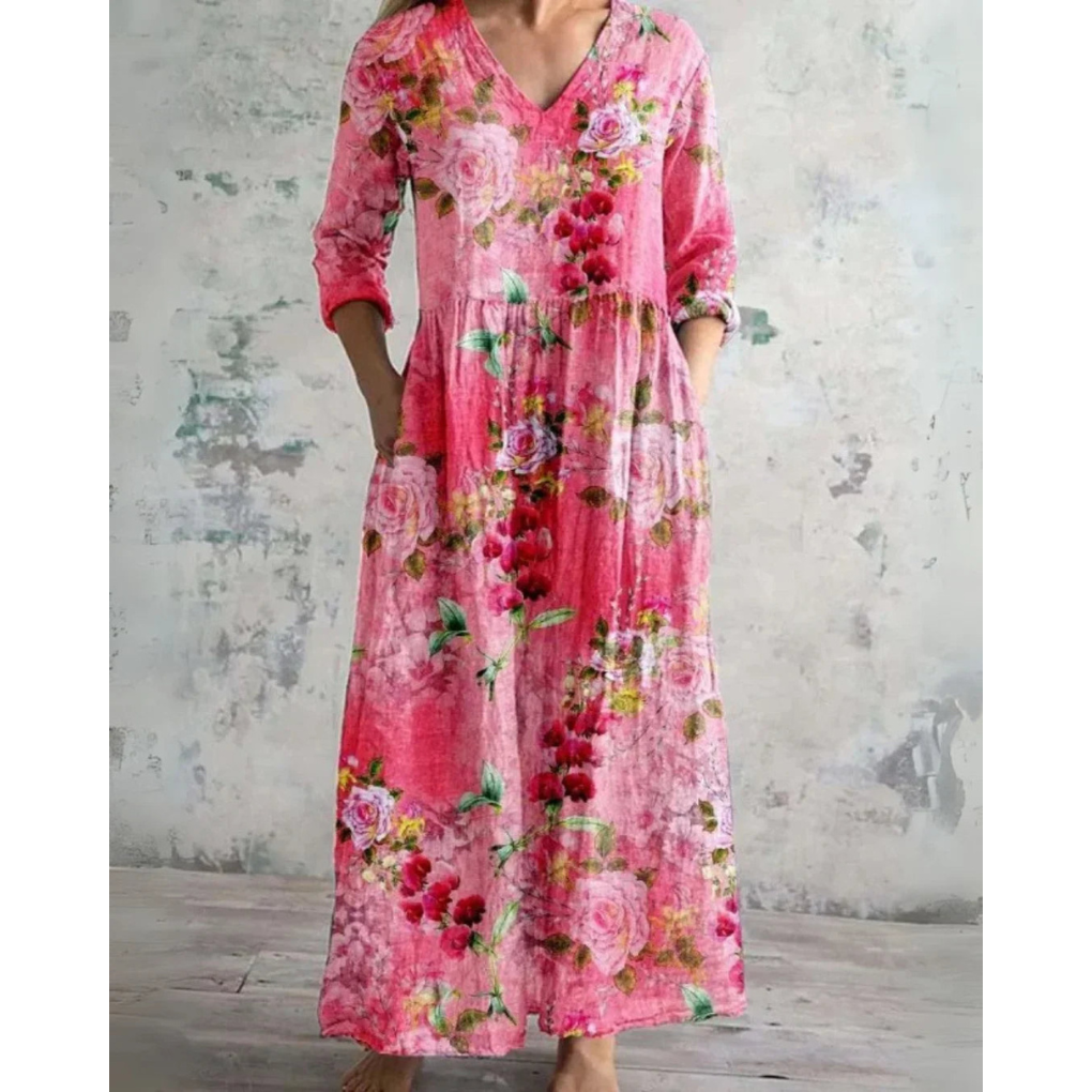 Eleanor | Vestido largo vintage con estampado floral