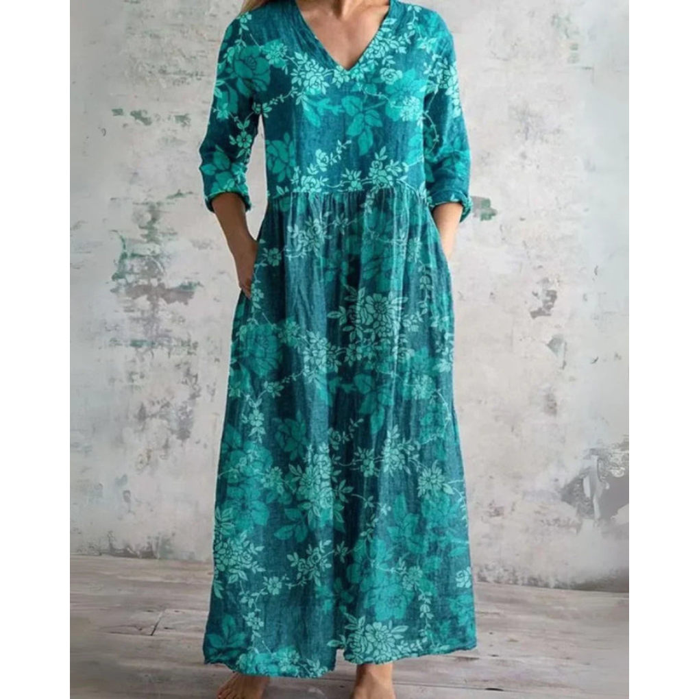 Eleanor | Vestido largo vintage con estampado floral